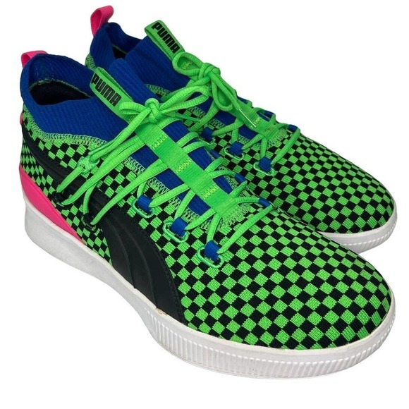 EUC Puma Men's Clyde Court Summertime 2019 Basketball Shoes Green Pink Size 12 - Picture 1 of 9